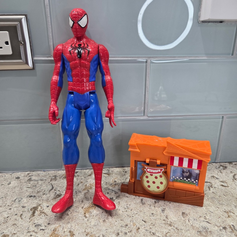 Marvel 2019 HASBRO‎ Spider-Man Action Figure 12" with Pizza Shop Accessory Toy